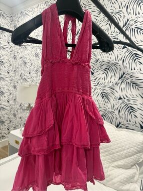 LoveShackFancy Hot Pink Smocked dress